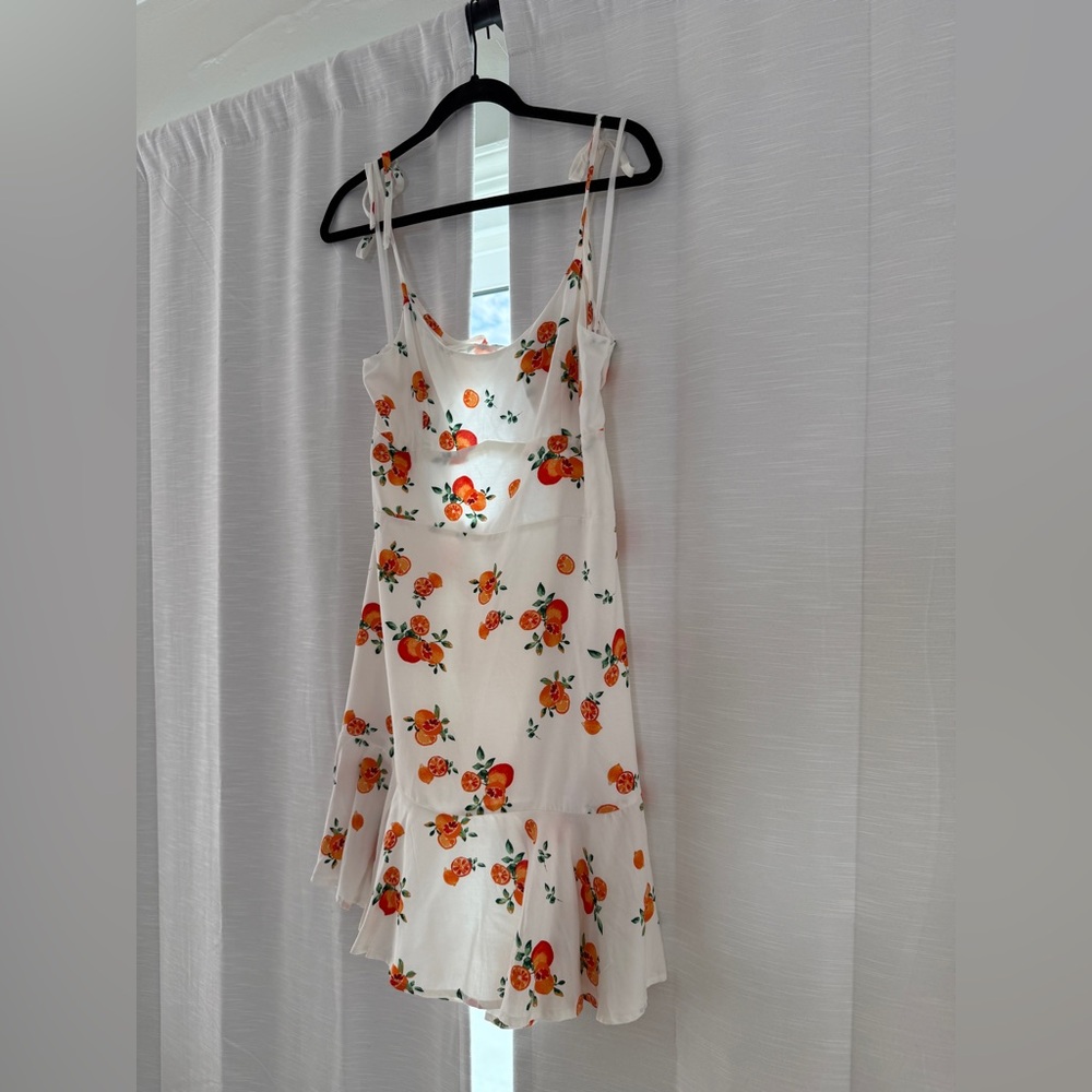 Wild Fable White Orange Floral Mini Dress | Tie Strap Summer Vacation Size L - Picture 5 of 11